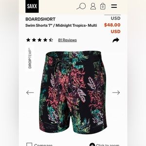 Saxx Boardshorts- size 36 brand new. Set of two.